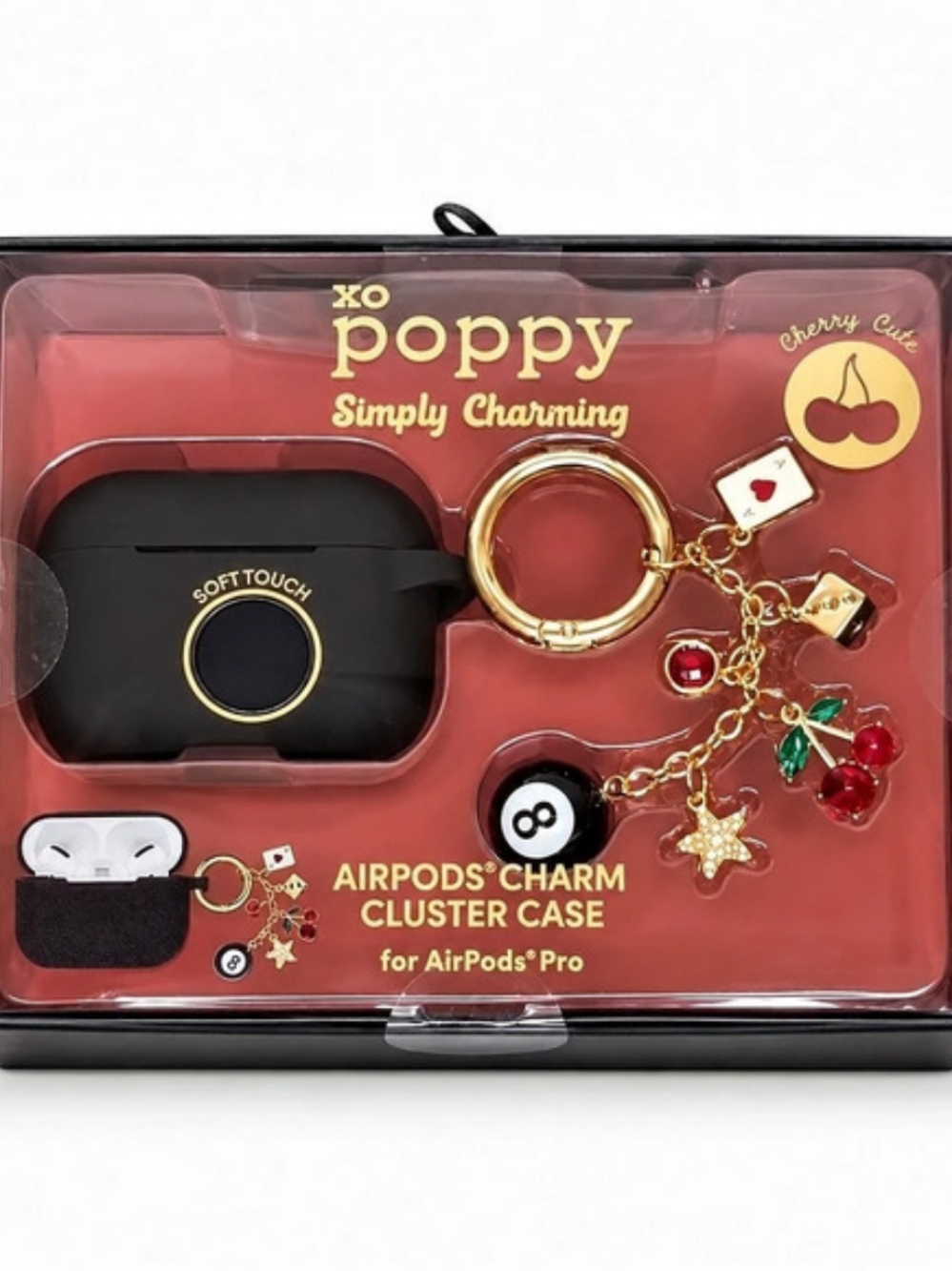 XO Poppy AirPods Charm Cluster Case for AirPods Pro Black & Gold NWT